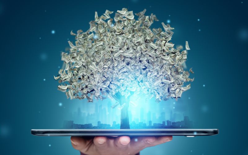 money tree coming from tablet
